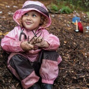 TUFFO Hooded Muddy Buddy Rainsuit Waterproof Coveralls 4T EUC